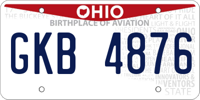 OH license plate GKB4876