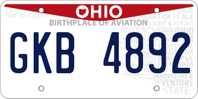 OH license plate GKB4892
