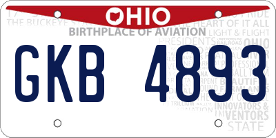 OH license plate GKB4893