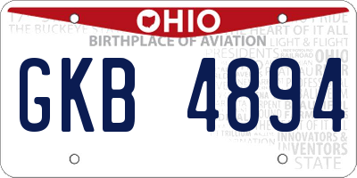 OH license plate GKB4894