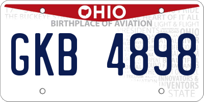 OH license plate GKB4898