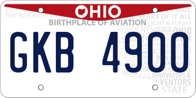 OH license plate GKB4900
