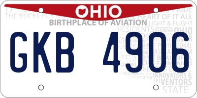 OH license plate GKB4906
