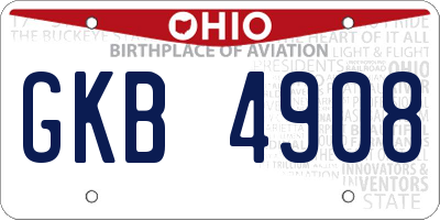 OH license plate GKB4908