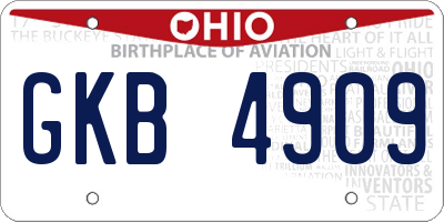 OH license plate GKB4909