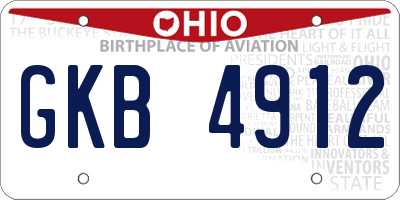 OH license plate GKB4912