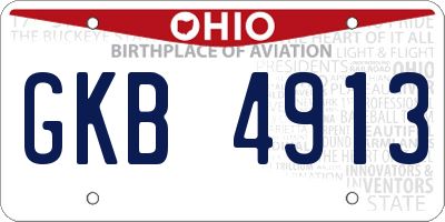 OH license plate GKB4913