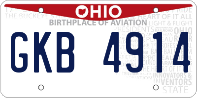 OH license plate GKB4914