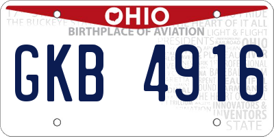 OH license plate GKB4916