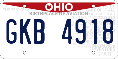 OH license plate GKB4918