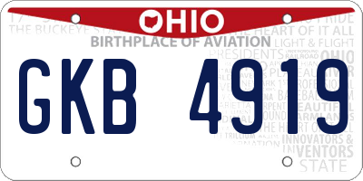 OH license plate GKB4919