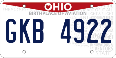 OH license plate GKB4922