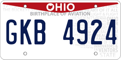OH license plate GKB4924
