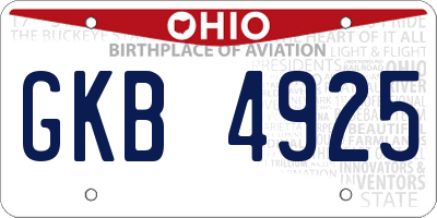 OH license plate GKB4925