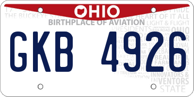 OH license plate GKB4926