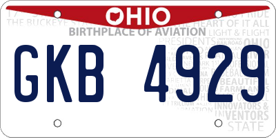 OH license plate GKB4929