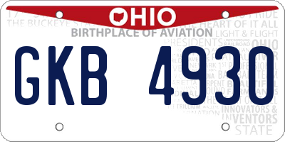 OH license plate GKB4930