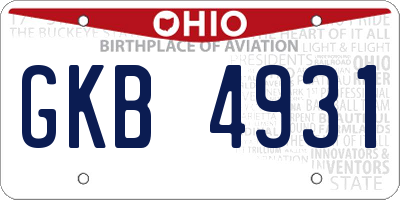 OH license plate GKB4931