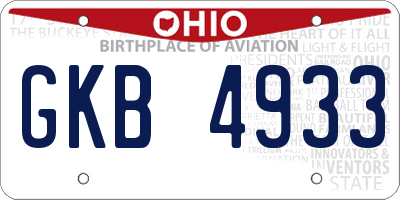OH license plate GKB4933