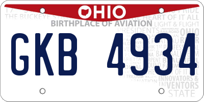 OH license plate GKB4934