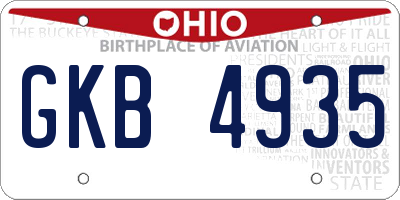 OH license plate GKB4935