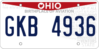 OH license plate GKB4936