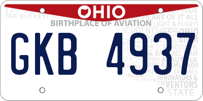 OH license plate GKB4937