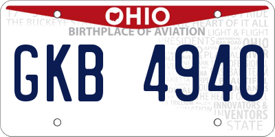 OH license plate GKB4940