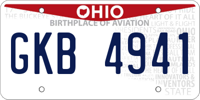 OH license plate GKB4941