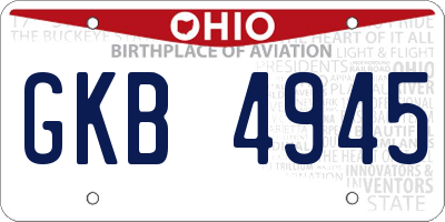 OH license plate GKB4945