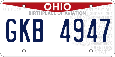 OH license plate GKB4947