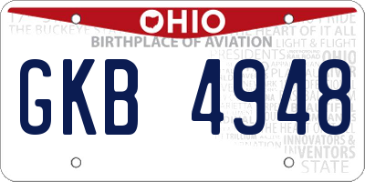 OH license plate GKB4948