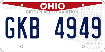 OH license plate GKB4949