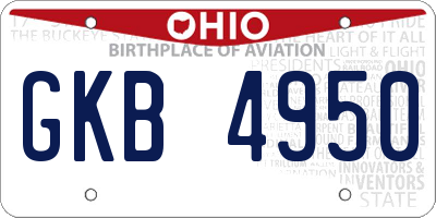OH license plate GKB4950