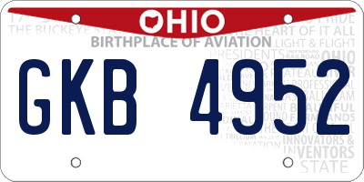 OH license plate GKB4952