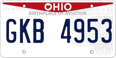 OH license plate GKB4953