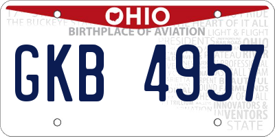 OH license plate GKB4957