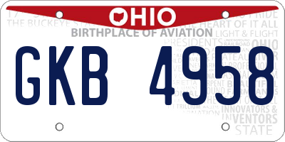 OH license plate GKB4958