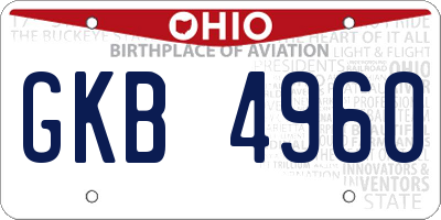 OH license plate GKB4960