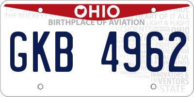 OH license plate GKB4962
