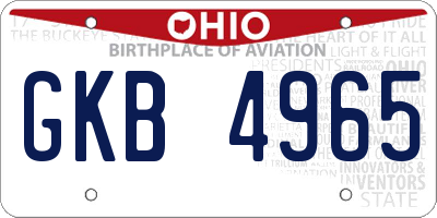 OH license plate GKB4965