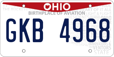 OH license plate GKB4968
