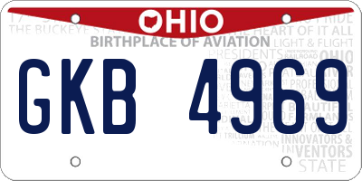 OH license plate GKB4969