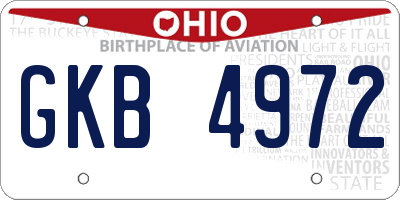 OH license plate GKB4972