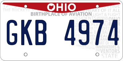 OH license plate GKB4974