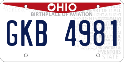 OH license plate GKB4981