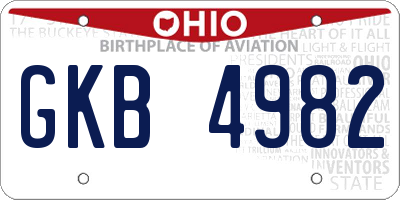 OH license plate GKB4982