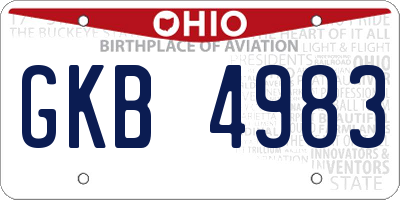 OH license plate GKB4983