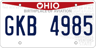 OH license plate GKB4985
