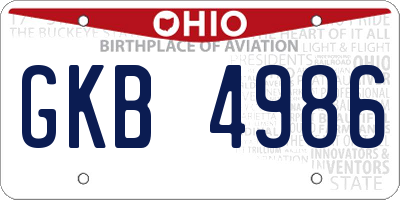 OH license plate GKB4986